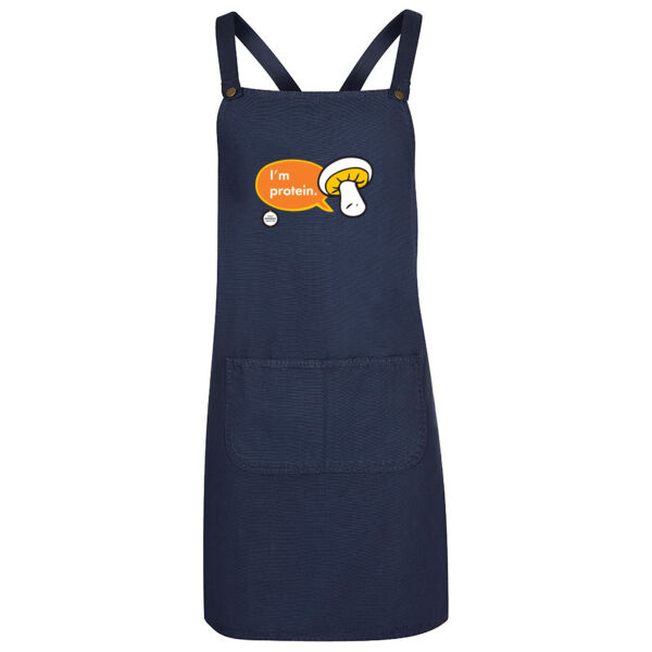 Mushroom "I'm protein!" - Cross Back Canvas Apron Thumbnail