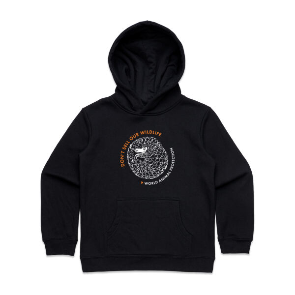 Kids hoodie: Pangolin: Don't Sell our Wildlife Thumbnail