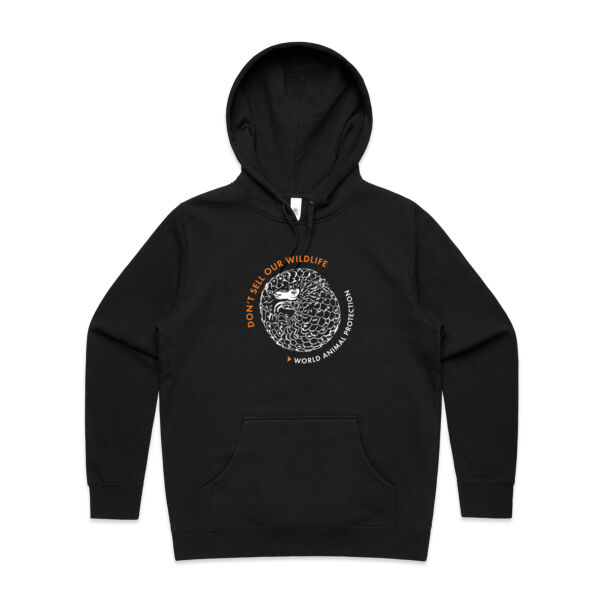 Women's hoodie: Pangolin: Don't Sell our Wildlife Thumbnail
