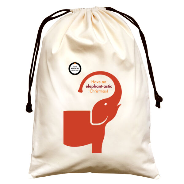 Large Natural Canvas Santa Sack: Have an elephant-astic Christmas! Thumbnail