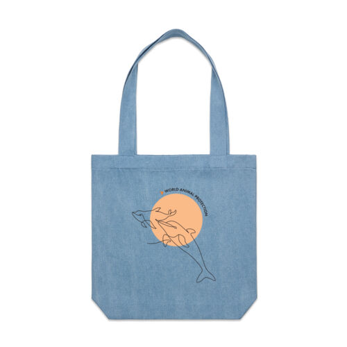 Denim Tote Bag: Dolphins Thumbnail