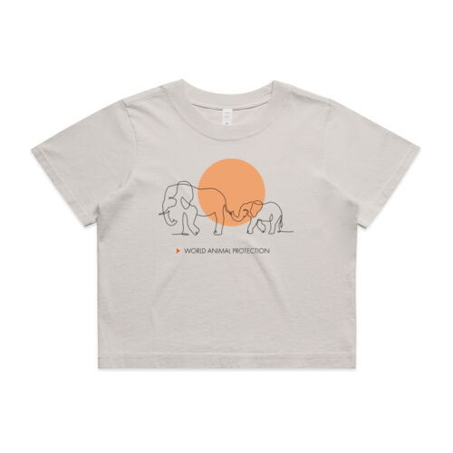 Women's Heavy Faded Crop Tee: Elephants Thumbnail