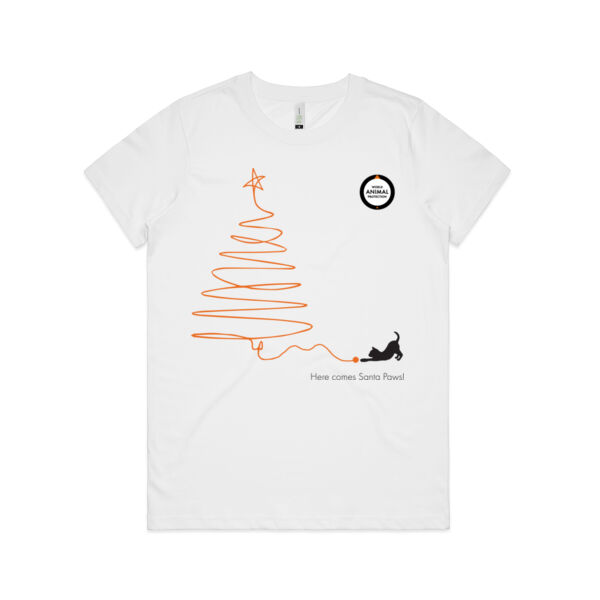 Women's Organic Tee: Here Comes Santa Paws Thumbnail