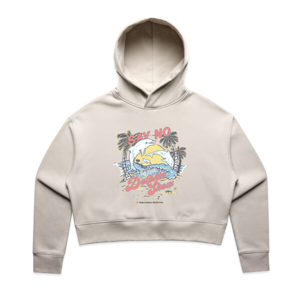 Women's Relax Crop Hood: Say No to the Dolphin Show Thumbnail